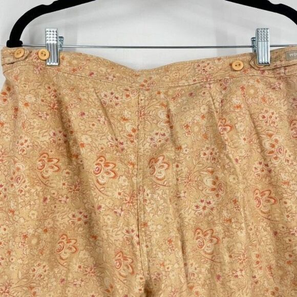 Vintage Woolrich Wicker Floral Linen Blend Crop Capri Pants Orange yellow Size 8 - Picture 6 of 12